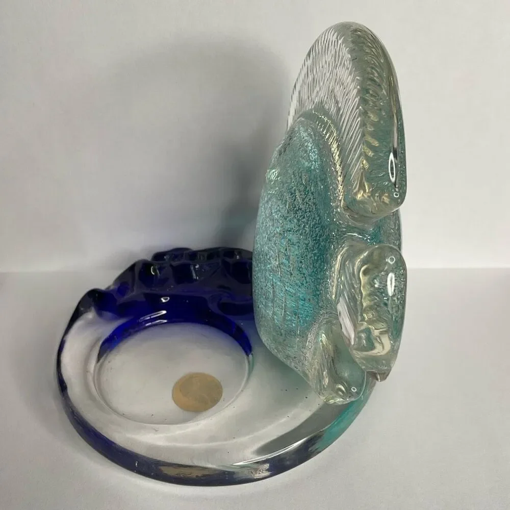 Vintage PartyLite Tropical Fish Tea Light‎ Candle Holder Art Glass Sparkly Blue - Picture 2 of 11